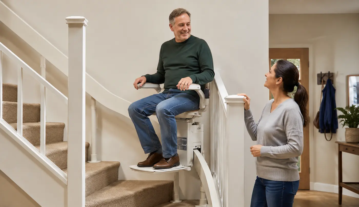 Instalación de un equipo elevador de escaleras en una vivienda de Móstoles